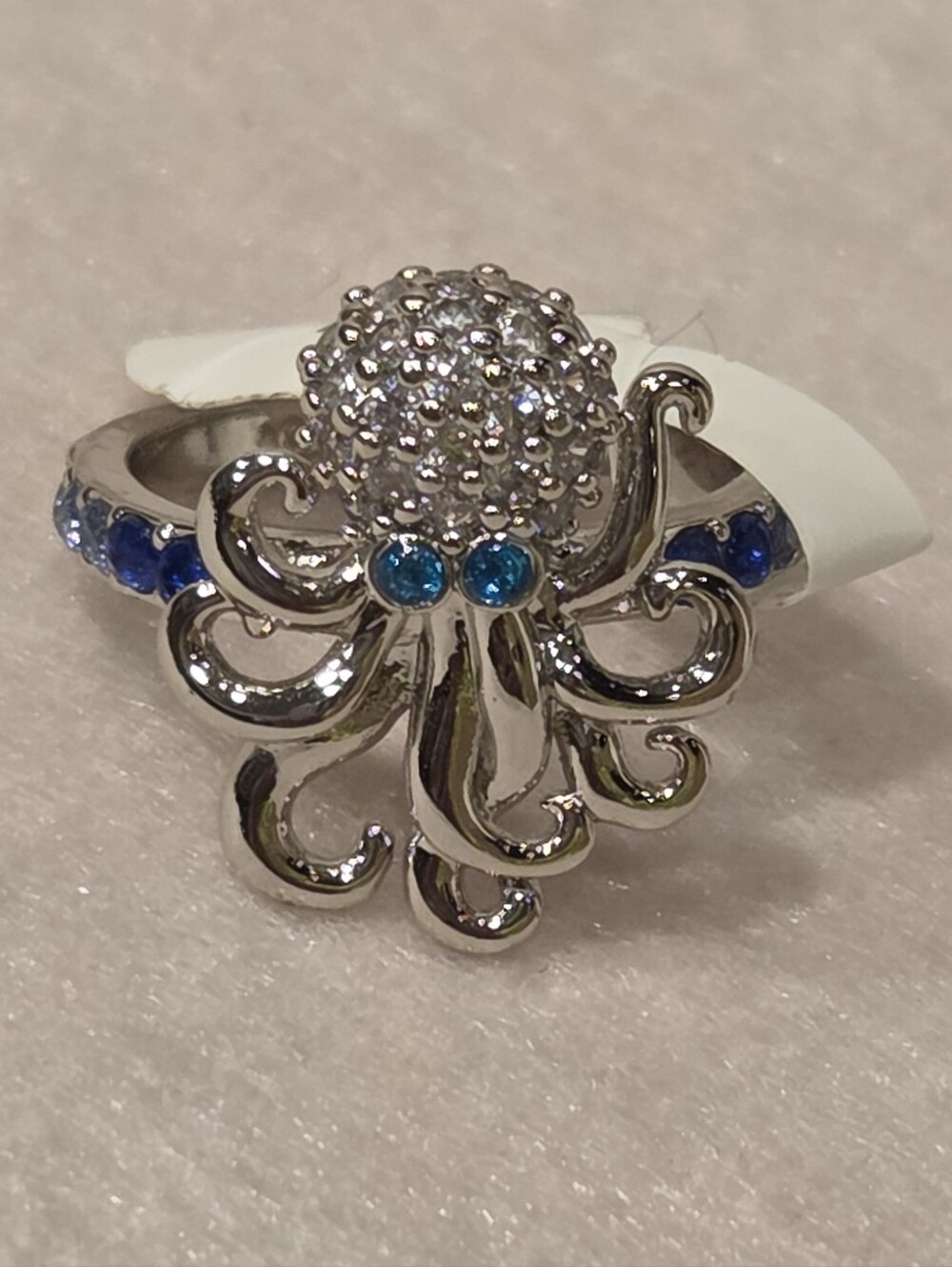 Octopus Ring with Blue Lab created Blue Accents Size 5
